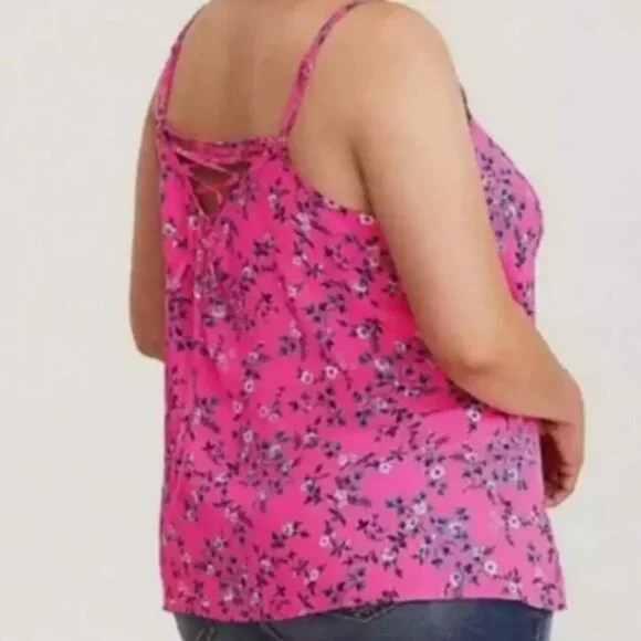Torrid Pink Floral Spaghetti Strap Polyester Camisole Blouse. Women’s S-0 (L-10) - Picture 11 of 13